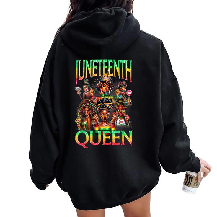 Junenth Black Queen Afro African American Women Oversized Hoodie Back Print