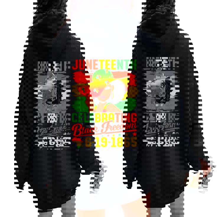 Junenth Celebrating Black Freedom African American Women Women Oversized Hoodie Back Print