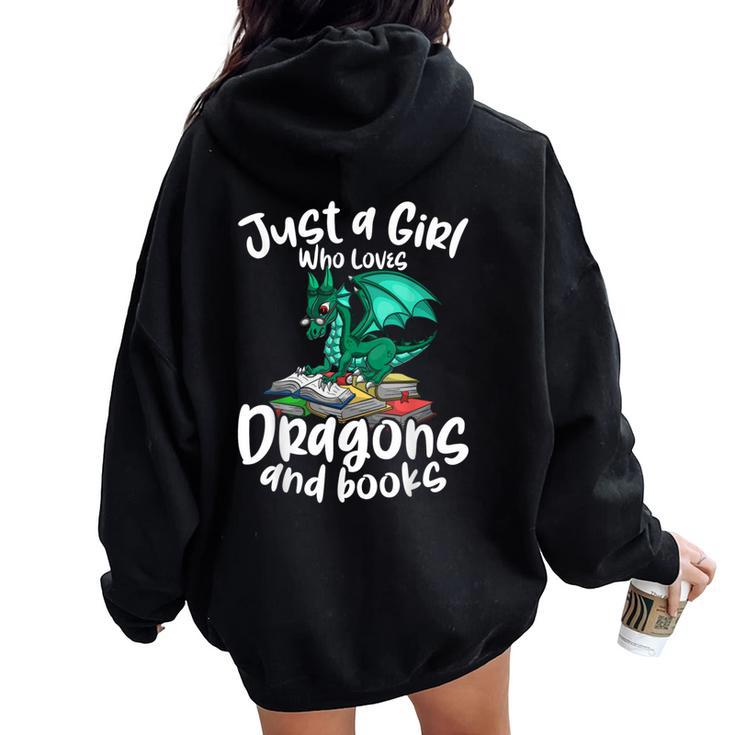 Just A Girl Who Loves Dragons And Books Reading Dragon Women Oversized Hoodie Back Print