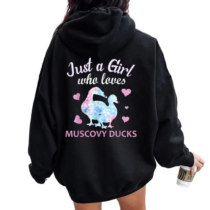 Just A Girl Who Loves Muscovy Duck Cute Duck Owner Women Oversized Hoodie Back Print