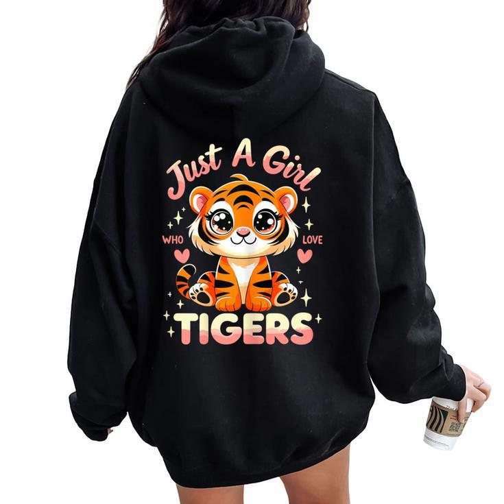 Just A Girl Who Loves Tigers Women Oversized Hoodie Back Print