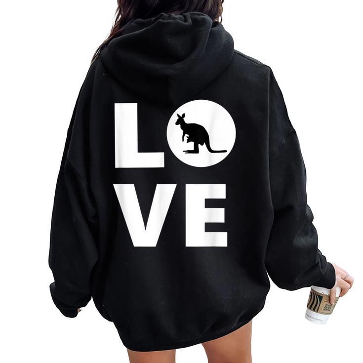 Kangaroo Kangaroo Mama Australia Kangaroo Dad Women Oversized Hoodie Back Print