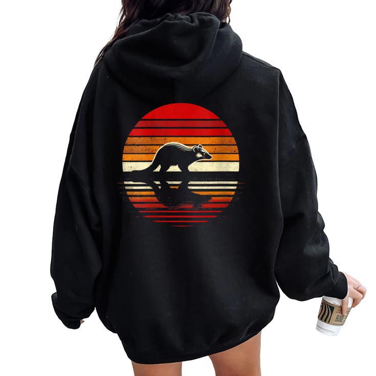 Kinkajou Sunset Retro Style Safari Vintage 70S Women Oversized Hoodie Back Print