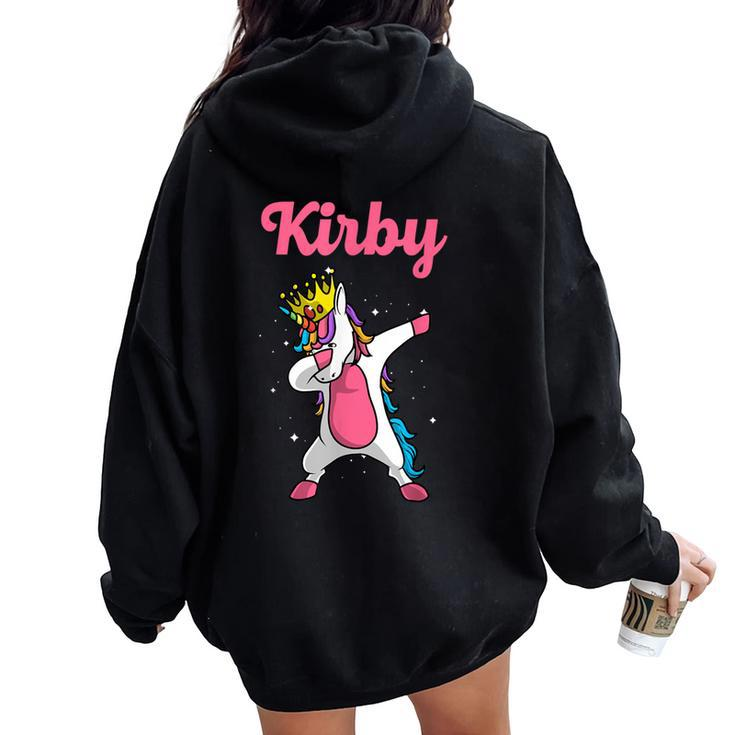 Kirby Name Personalized Birthday Dabbing Unicorn Queen Women Oversized Hoodie Back Print