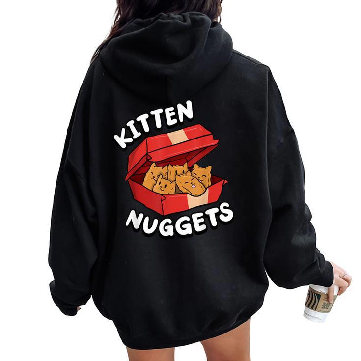 Kitten Nuggets Fried Chicken Lover Foodie Cute Cat Women Oversized Hoodie Back Print
