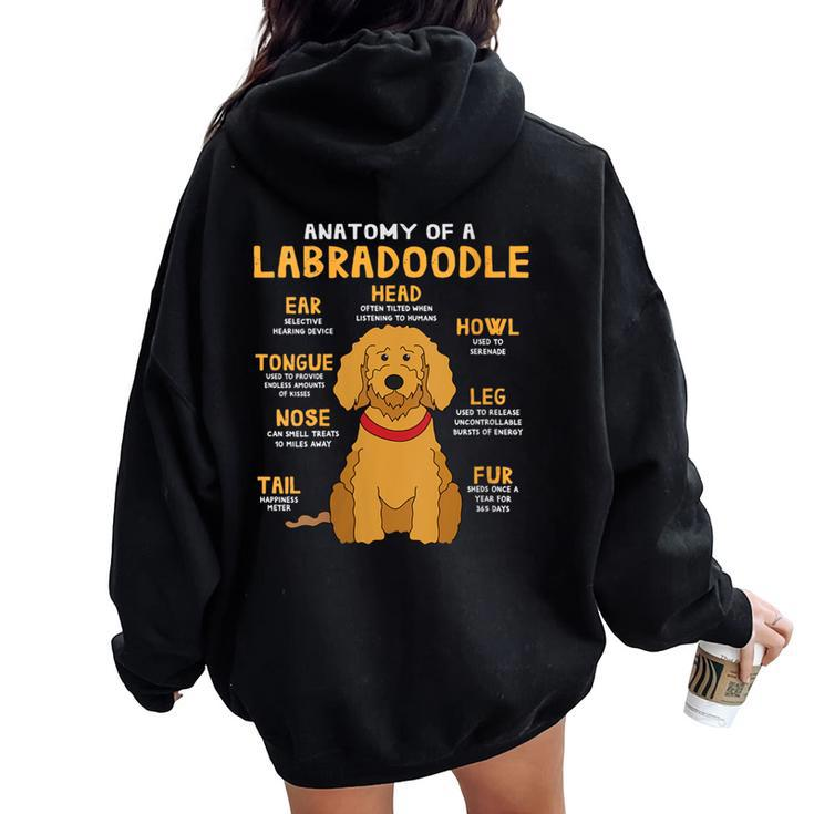 Labradoodle Anatomy Dog Mum Dad Women Oversized Hoodie Back Print