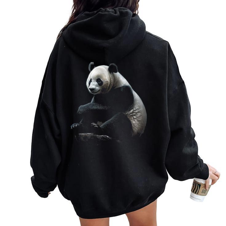 Large Panda Zoo Animal Panda Women Oversized Hoodie Back Print