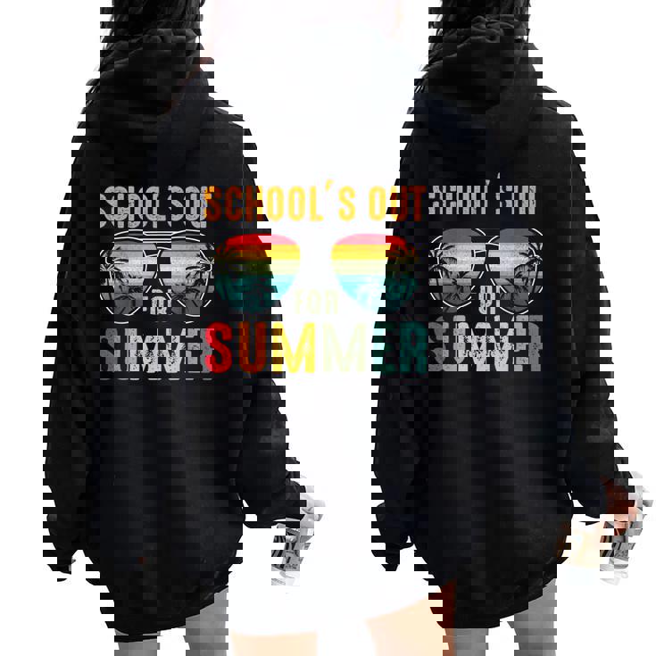 Last Day Of School Retro Schools Out For Summer Teacher Boys Women Oversized Hoodie Back Print