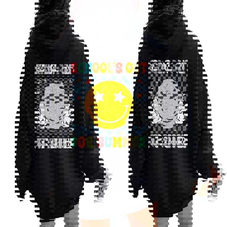 Last Day Of School Retro Schools Out For Summer Teacher Women Oversized Hoodie Back Print