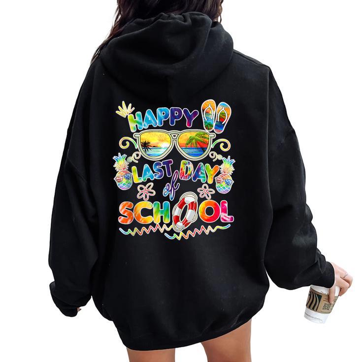 Last Day Of School For Teacher Off Duty Tie And Dye Women Oversized Hoodie Back Print