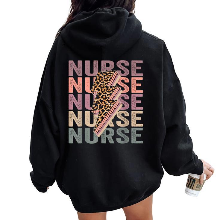 Leopard Nurse Leopard Nurses Day Women Women Oversized Hoodie Back Print