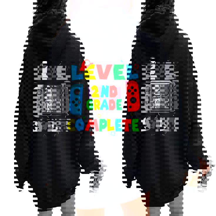 Level 2Nd Grade Complete Last Day Of School Video Game Women Oversized Hoodie Back Print