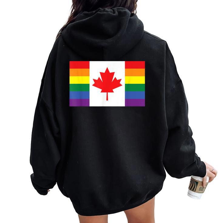 Lgbt Gay Pride Rainbow Canadian Flag Women Oversized Hoodie Back Print