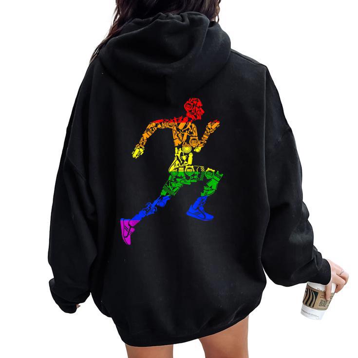 Lgbt Gay Pride Rainbow Flag Running Gear Runner Women Oversized Hoodie Back Print