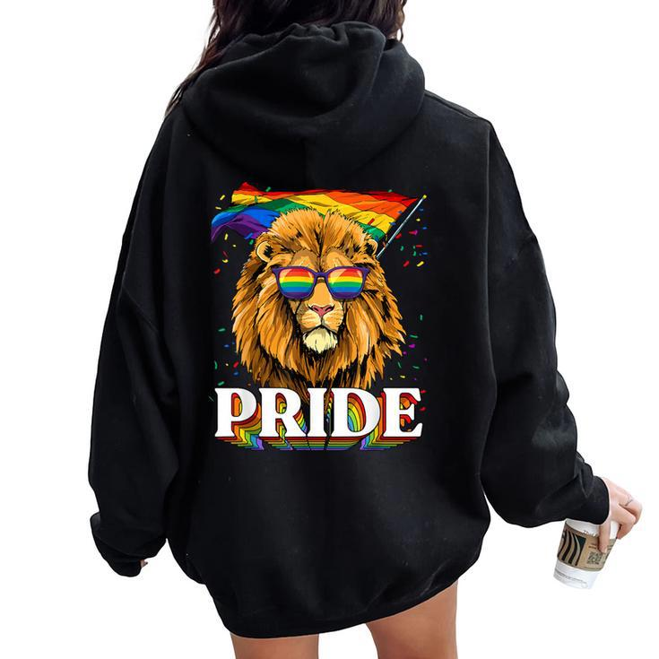 Lgbt Lion Gay Pride Lgbtq Rainbow Flag Sunglasses Women Oversized Hoodie Back Print