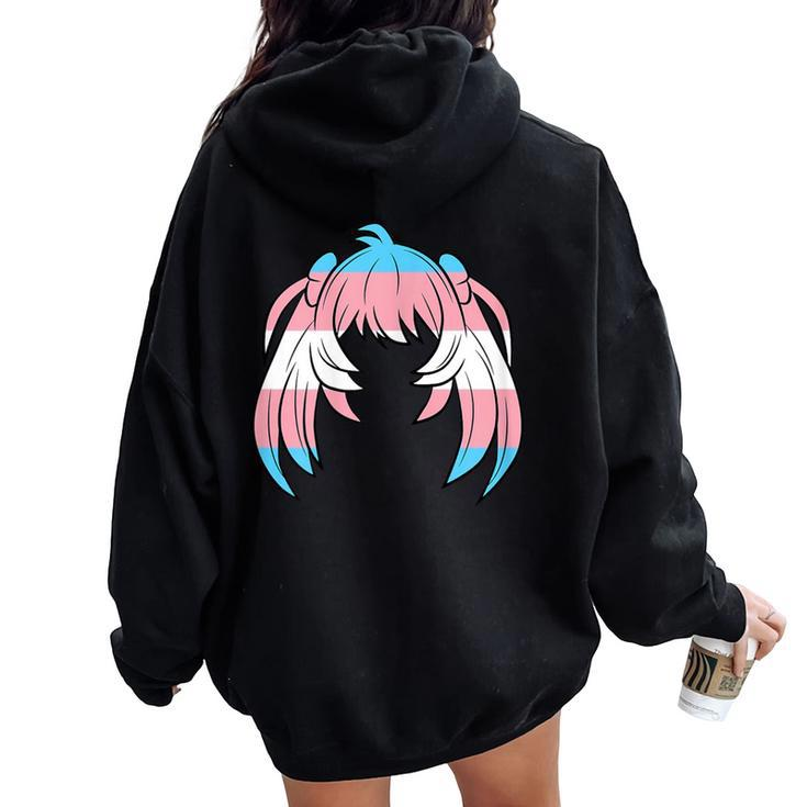 Lgbt-Q Anime Transgender Pride Japanese Girl Hair Women Women Oversized Hoodie Back Print