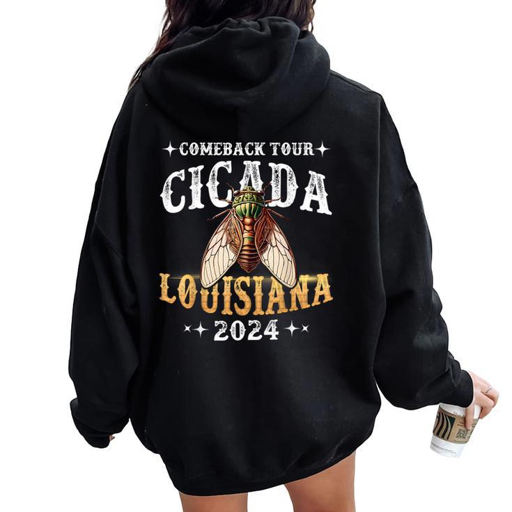 Louisiana 2024 Cicada Comeback Tour Vintage Bug & Women Women Oversized Hoodie Back Print