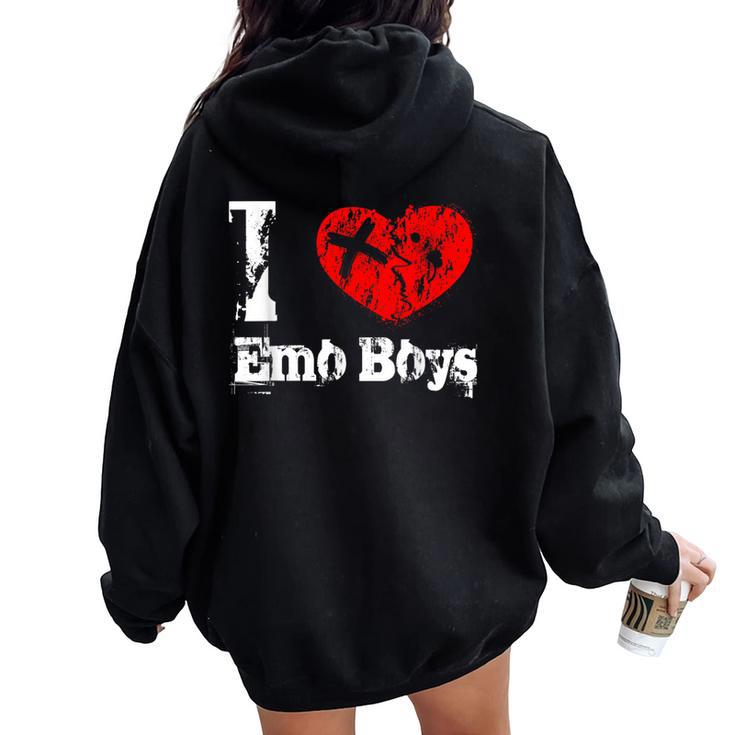 I Love Emo Boys I Love Emo Girls Emo Goth Matching Women Oversized Hoodie Back Print