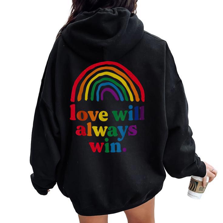 Love Will Always Win Pride Rainbow Kid Child Lgbt Quote Fun Women Oversized Hoodie Back Print