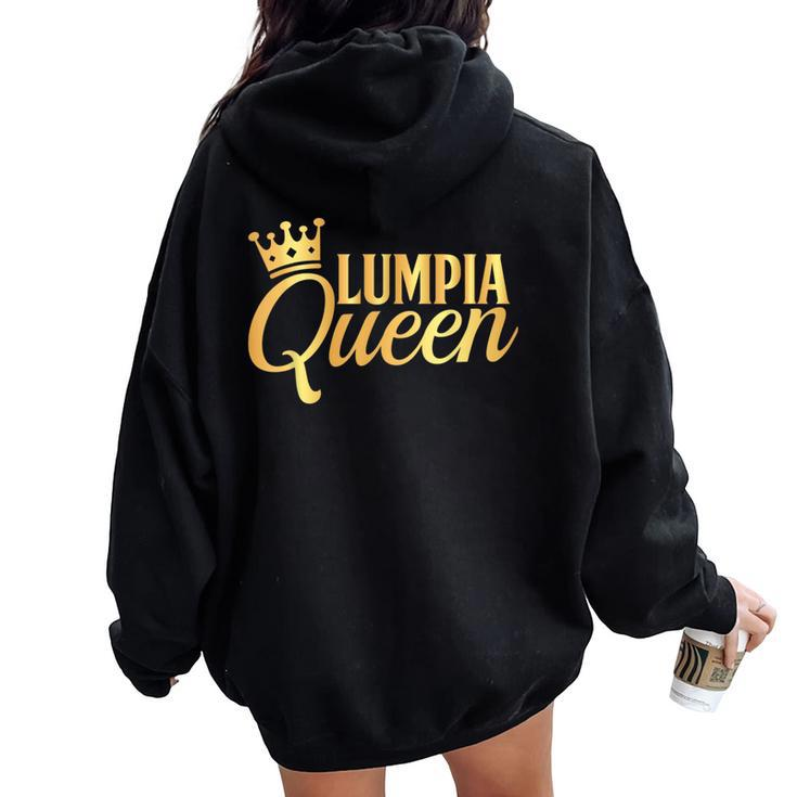 Lumpia Queen Filipino Food Pinoy Pride Girls Women Oversized Hoodie Back Print