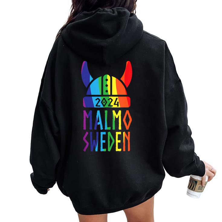 Malmo Sweden 2024 Swedish Viking Rainbow Gay Lesbian Pride Women Oversized Hoodie Back Print