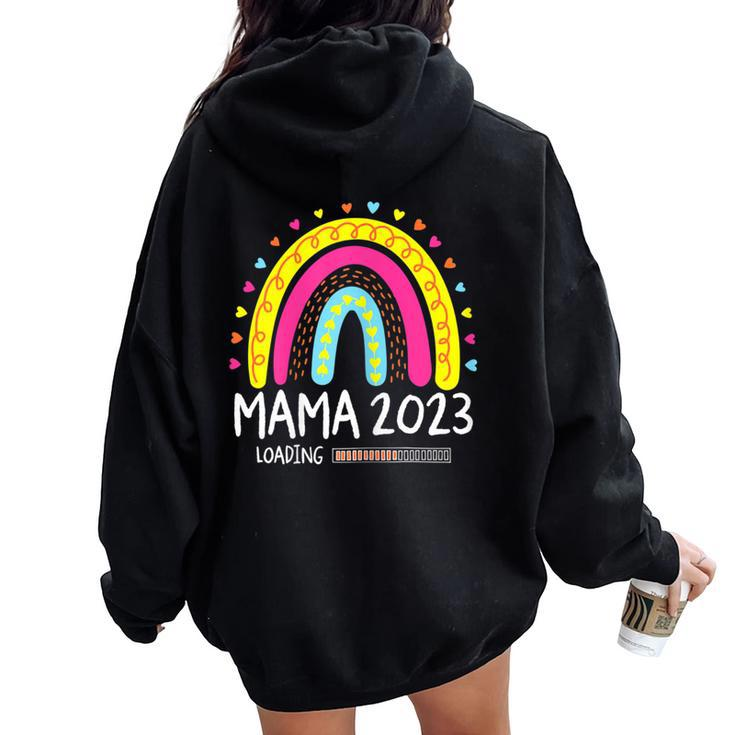 Mama 2023 Loading Rainbow Heart Mother Mum Women Oversized Hoodie Back Print