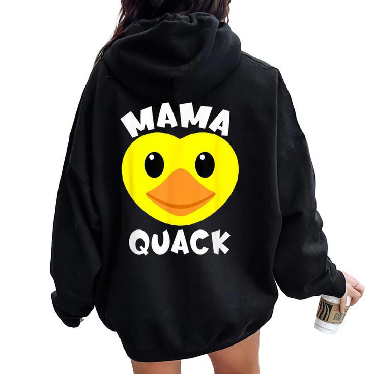 Mama Quack Yellow Duck Mama Duck Women Oversized Hoodie Back Print