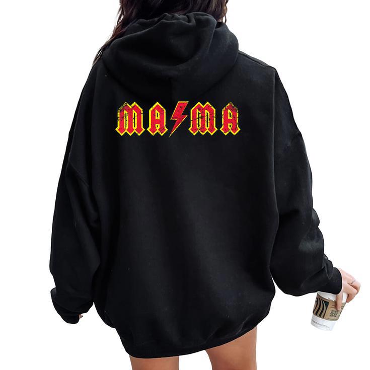 Mama Rocks Rock And Roll Mother's Day New Moms Distressed Women Oversized Hoodie Back Print