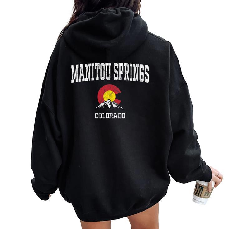 Manitou Springs Colorado Vintage Athletic Mountains Women Oversized Hoodie Back Print