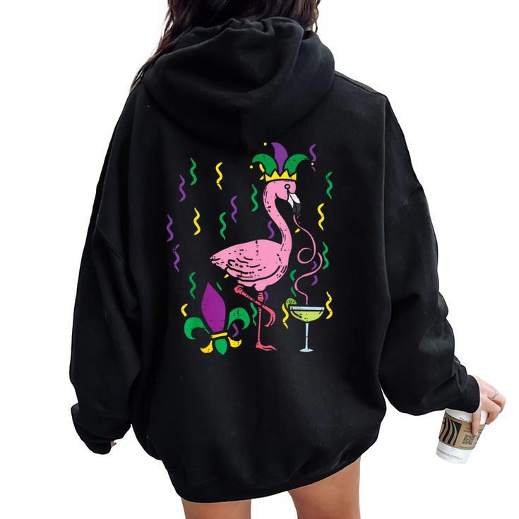 Mardi Gras Jester Flamingo Carnival Bird Women Women Oversized Hoodie Back Print