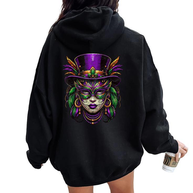 Mardi Gras Priestess New Orleans Witch Doctor Voodoo Women Oversized Hoodie Back Print