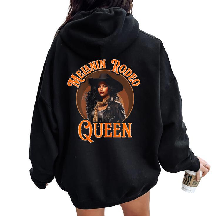 Melanin Rodeo Queen Bronc Riding African American Women Oversized Hoodie Back Print