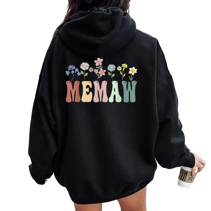 Memaw Wildflower Floral Memaw Women Oversized Hoodie Back Print