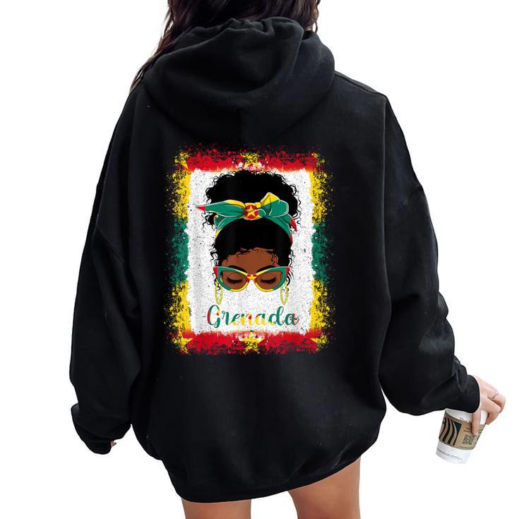 Messy Bun Grenada Flag Woman Girl Women Oversized Hoodie Back Print