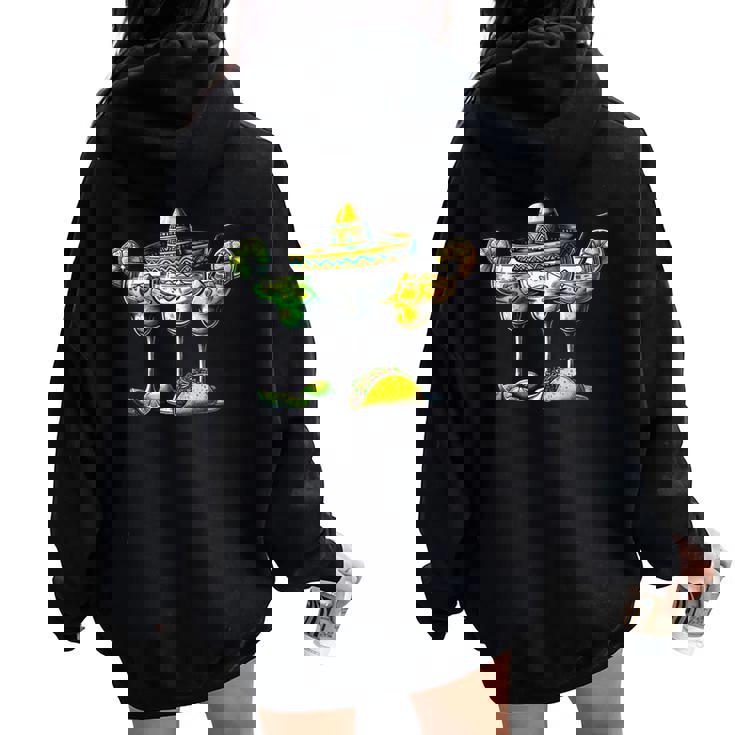 Mexican Margarita Glasses Cinco De Drinko Drinking Women Oversized Hoodie Back Print