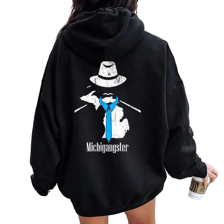 Michigan Great Lakes Lover Summer Michigangster Women Oversized Hoodie Back Print