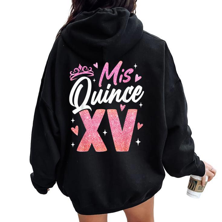 Miss Quince Xv Birthday Girl Family Party Decorations Women Oversized Hoodie Back Print