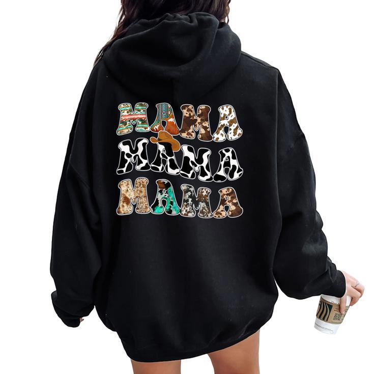 Mom And Dad Mama Birthday Boy Cow Family Matching Women Oversized Hoodie Back Print