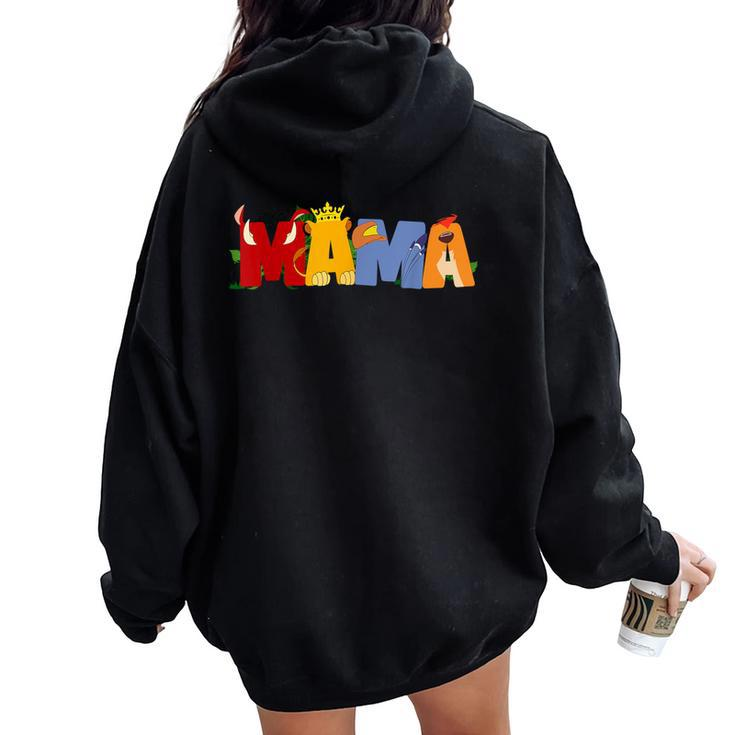 Mom And Dad Mama Of The Birthday Boy Lion Family Matching Women Oversized Hoodie Back Print