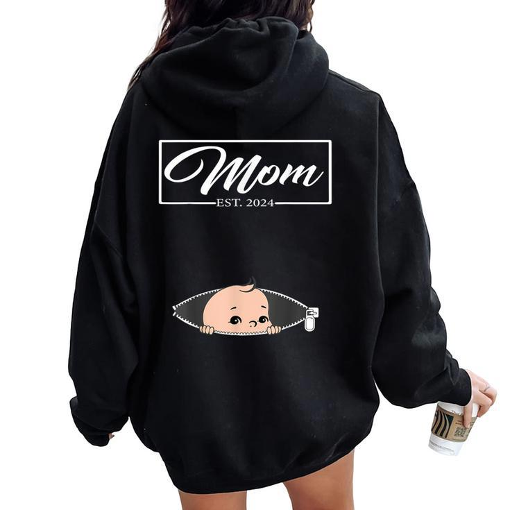 Mom Est 2024 Promoted To Mom 2024 Mother 2024 New Mom 2024 Women Oversized Hoodie Back Print