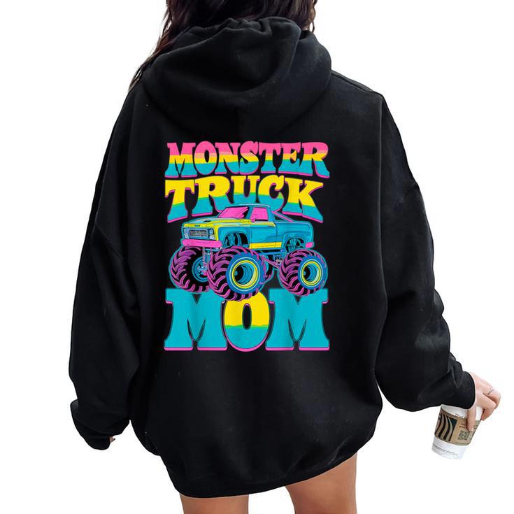 Monster Truck Mom Birthday Party Monster Truck Women Oversized Hoodie Back Print