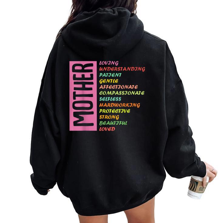Mother Meaning I Love Mom Women Oversized Hoodie Back Print
