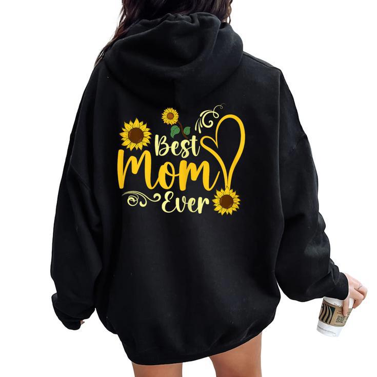 Yellow Sunflower Best Mom Ever Girls Women Oversized Hoodie Back Print
