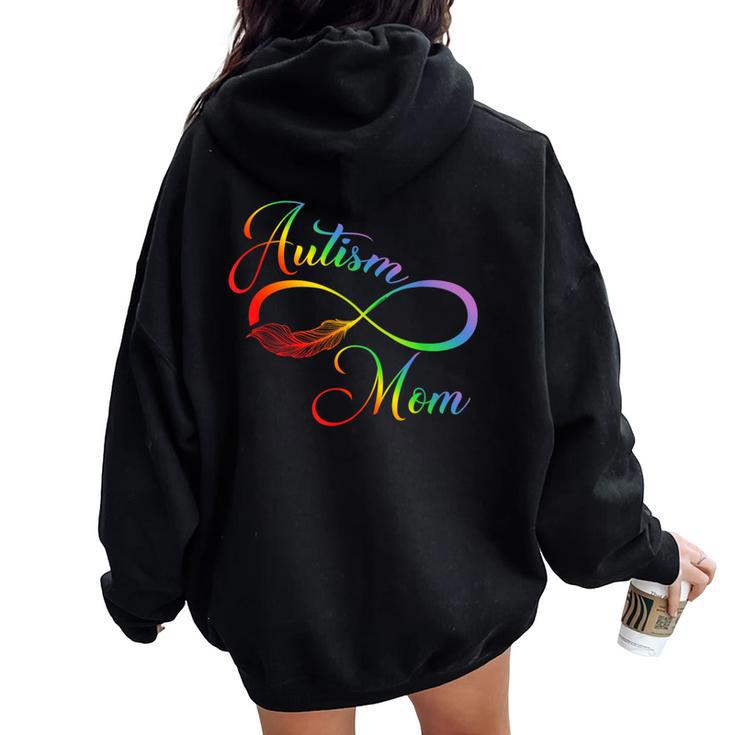 Neurodiversity Symbol Rainbow Autism Mom Autism Infinity Women Oversized Hoodie Back Print