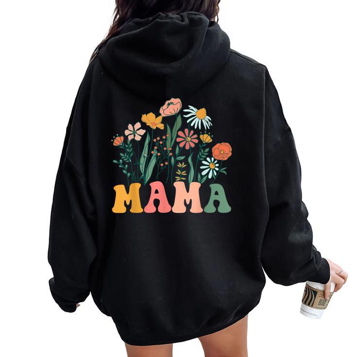 New Mama Wildflower First Birthday & Baby Shower Women Oversized Hoodie Back Print