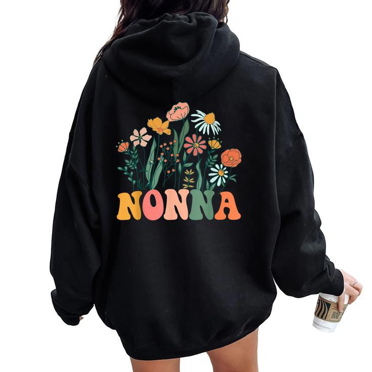 New Nonna Wildflower First Birthday & Baby Shower Women Oversized Hoodie Back Print