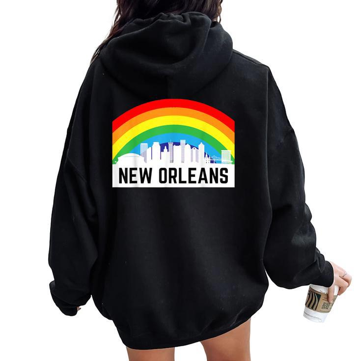 New Orleans Pride Lgbtq Rainbow Skyline Women Oversized Hoodie Back Print