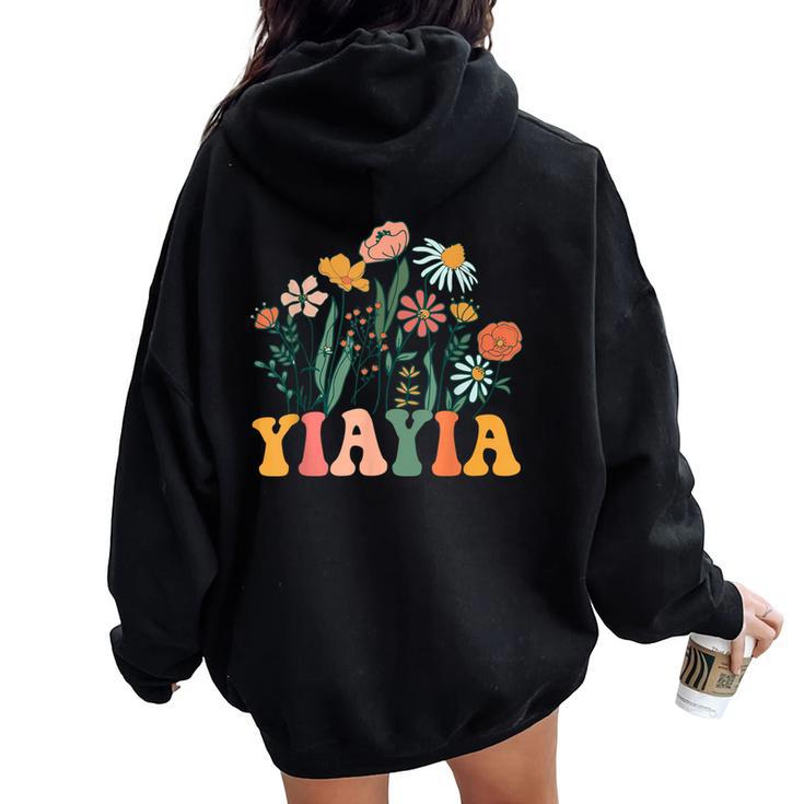 New Yiayia Wildflower First Birthday & Baby Shower Women Oversized Hoodie Back Print