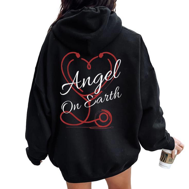 Nurse Cute Doctor er Angel On Earth Nurse Women Oversized Hoodie Back Print