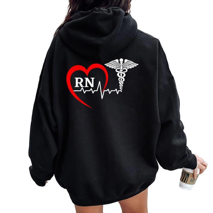 Nurses Day Caduceus Nurse Week 2023 Heartbeat Medical Rn Women Oversized Hoodie Back Print